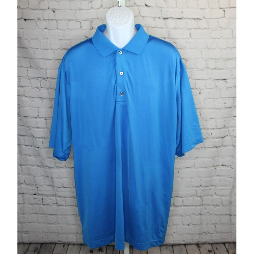 FootJoy Mens Polo Shirt 2XL XXL Blue Athletic Performance Outdoor Golfer Preppy